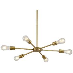 LIGOTFIRE Modern Brass Light Fixture Sputnik Chandelier 6 Lights Semi Flush Mount Ceiling Pendant Lighting Mid Century Industrial for Kitchen Living Room Dining Room Restaurant