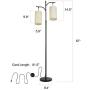 2-Light Modern Farmhouse Floor Lamp Rustic Arc Standing Lamp for Mid Century Living Room Bedroom Office Study