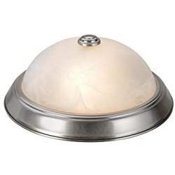 Aspen Creative 63013-1 Two-Light Flush Mount In Brushed Nickel with White Alabaster Glass Shade,11'' DIAMETER