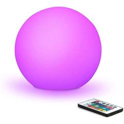 Mr.Go 6-inch RGB Color-Changing LED Globe Orb Light w/Remote, Mood Lamp Kids Night Light, 16 Dimmable Colors & 4 Modes, Battery & AC Adapter Power, Home Bedroom Patio Pool Decorative Lighting