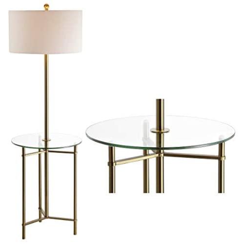 JONATHAN Y JYL3059A Charles 59'' Metal/Glass LED Side Table and Floor Lamp Contemporary,Transitional for Bedrooms, Living Room, Office, Reading, Brass Gold