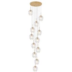 Staircase Long Chandelier,Modern Bubble Glass Chandeliers,Adjustable Height Pendant Light Molecules Hanging Light Fixture for Dining Room Bedroom Transparent 12 Lights
