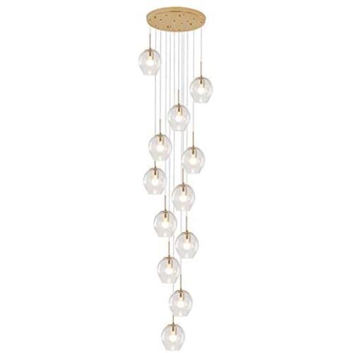 Staircase Long Chandelier,Modern Bubble Glass Chandeliers,Adjustable Height Pendant Light Molecules Hanging Light Fixture for Dining Room Bedroom Transparent 12 Lights