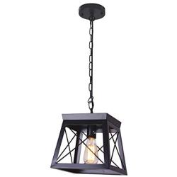 PUMING Modern Black Hanging Cage Light Fixture,Farmhouse Pendant Light for Kitchen Dining Room Bar Foyer Office