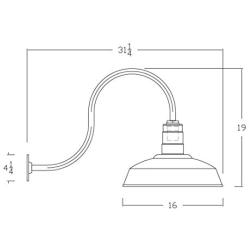 The Standard | 200 Watt 16 Inch Steel Dome | Forrest Green Powder Coated Barn Light with Upward Sloping Gooseneck | Weather Resistant and Made in The USA