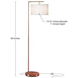 Brightech Montage Modern - Floor Lamp for Living Room Lighting - Bedroom & Nursery Standing Accent Lamp - Mid Century Style - 5 Tall Pole Light Overhangs Reading - with LED Bulb - Rose Gold