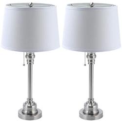 CO-Z White Table Lamp Set of 2, Modern Metal Desk Lamp in Brushed Steel Finish, 26 Inches in Height, Bedside Lamps for Office Bedroom Nightstand Accent, ETL. (Table Lamp Set of 2)