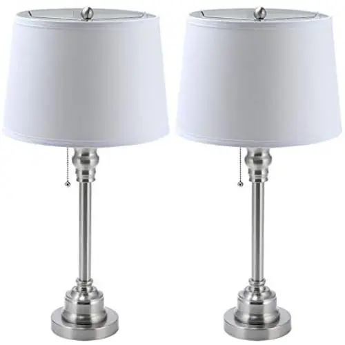 CO-Z White Table Lamp Set of 2, Modern Metal Desk Lamp in Brushed Steel Finish, 26 Inches in Height, Bedside Lamps for Office Bedroom Nightstand Accent, ETL. (Table Lamp Set of 2) CO-Z White Table Lamp Set of 2, Modern Metal Desk Lamp in Brushed Steel Finish, 26 Inches in Height, Bedside Lamps for Office Bedroom Nightstand Accent, ETL. (Table Lamp Set of 2)
