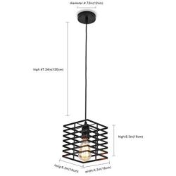 Black Pendant Light, Industrial Hanging Light Fixture Cage Pendant Lighting Edison Small Ceiling Light for Kitchen Island Living Room Bedroom