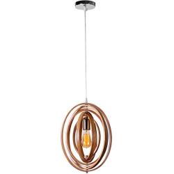 Wooden Pendant Light, 11 3/4 in Diameter Antique Hanging Light Fixture, Adjustable Chain Farmhouse Wooden Pendant Lamp for Kitchen Island, Dinning Room, Entryway, Living Room