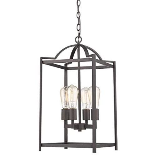 Emliviar 4 Light Foyer Chandelier, Lantern Pendant Light Hanging Light Fixture, Oil Rubbed Bronze Finish, P3038-4