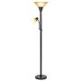 Catalina Lighting 18223-002 Transitional Metal Uplight Floor Lamp with Reading Light and Glass Shades, 71'', Bronze