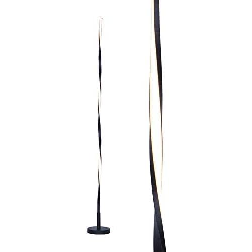 55'' Tall Modern Floor Lamps for Office, LED Sprial Standing Lights for Bedroom Living Room Dinning Room TV Soft Light - Black