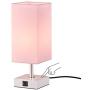Touch Control Table Lamp with 2 USB Charging Ports, 3 Way Touch Lamps Beside Desk, Nightstand Lamp for Bedrooms Living Room, Pink Shade with White Base, LED Bulb Included(Pink)