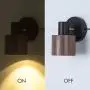 TeHenoo Plug in Wall Lamp Wooden Wall Sconce, Black Wall Light with Cord Rotatable Wall Light Fixture for Bedroom Living Room Bedside Lamp