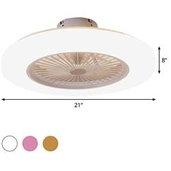 BAYCHEER Acrylic Doughnut Ceiling Fan Light Simple Living Room LED Semi Flush Mounted Lamp Fixture for for Living Room/Kitchen/Bedroom/Dining Room, 3 Light Color Changeable,White