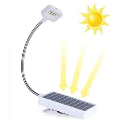 Solar LED Book Light,Solar Eco and USB Recharging,Glowseen Soft Clip Reading Lamp, Adjustable 2-Level Brightness, Best for Reading in Bed