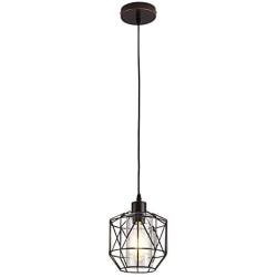 ZhLCY Industrial Metal Pendant Light with Clear Glass Shape Retro Mini Hanging Light Rustic Wire Cage Pendant Lighting Fixture for Kitchen Island Bar Sink Loft Farmhouse, Oil Rubbed Bronze