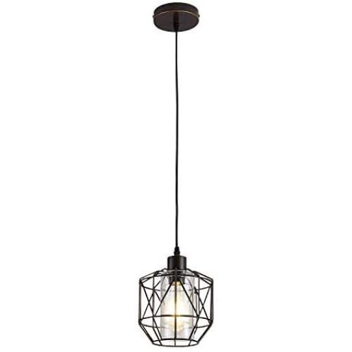 ZhLCY Industrial Metal Pendant Light with Clear Glass Shape Retro Mini Hanging Light Rustic Wire Cage Pendant Lighting Fixture for Kitchen Island Bar Sink Loft Farmhouse, Oil Rubbed Bronze