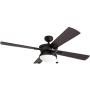 Prominence Home 50345-01 Auletta Outdoor Ceiling Fan, 52” ETL Damp Rated 4 Blades, LED Frosted Contemporary Light Fixture, Matte Black