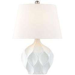 Dobbs Modern Accent Table Lamp White Ceramic Tapered Drum Shade for Living Room Bedroom Bedside Nightstand Office Family - 360 Lighting