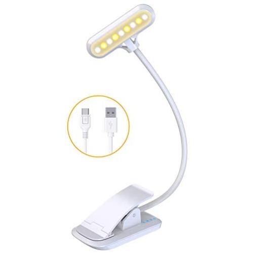 SUNDUO Book Light for Reading in Bed, 9 LED Reading Light with 3 Colors and Stepless Dimming, Eye Care Clip Reading Lamp for Kids, Bookworms, Rechargeable 600mAh Battery, Flexible Clip on Book, Laptop