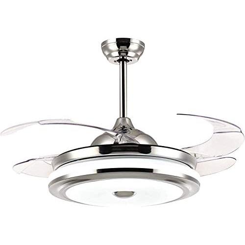 42 Inch Ceiling Fans with Lights and Remote Control, Modern 4 Blade Invisible Ceiling Fan Chandelier Light with 3-color Dimming Fan Lights for Dining / Living Room Bedroom (42 inch)