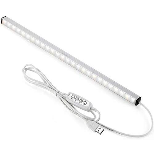 ASOKO LED Under Cabinet Lighting Bar Built-in Magnets, Dimmable, 3 Color Temperature, 14.5inches, USB Powered Counter Lighting Bar, LED Closet Light. (No Plug)