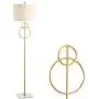 JONATHAN Y JYL1097A Haines 60'' Modern Circle Marble/Metal LED Floor Lamp Classic,Glam,Transitional for Bedrooms, Living Room, Office, Reading, Gold Leaf/White