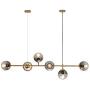 Modo Lighting Mid-Century Modern Ceiling Pendant Chandelier Golden 6 Light Globe Glass Hanging Light for Dining Room