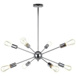 VINLUZ 8-Light Sputnik Chandelier Chrome Ceiling Light Industrial Pendant Lights Modern Chandelier Lighting Kitchen Bathroom Dining Room Bed Room Hallway