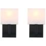 Indoor Bedside Wall Lamp Light, Yosoan 2-Pack Vintage Industrial Wall Sconce with Square Fabric Shade for Bedroom Living Room Dinning Room Hotel (Black)