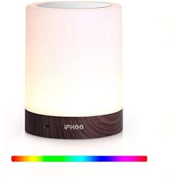 iFkoo Rechargeable Night Light with Hook, Touch Sensor Bedside Lamp for Bedroom, Living Room, Dimmable Warm White Light & Color Changing RGB Outdoor Table Lamp, Best Gifts for Baby, Kids, Adults