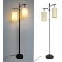 2-Light Modern Farmhouse Floor Lamp Rustic Arc Standing Lamp for Mid Century Living Room Bedroom Office Study