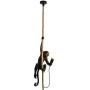 IJ INJUICY Monkey Pendant Light, Resin Hanging Lamp, Hemp Rope Ceiling Light Fitting for Kitchen, Bedroom, Living Dining Room, Corridor, Restaurant, Bar (Black)