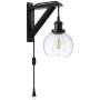 Larootsi Vintage Plug in Wall Lamp Industrial Wall Sconce Light Dimmable with Clear Glass Globe Adjustable Hanging for Indoor Lighting Living Room Dining Room Bedroom Hallway