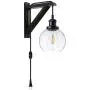 Larootsi Vintage Plug in Wall Lamp Industrial Wall Sconce Light Dimmable with Clear Glass Globe Adjustable Hanging for Indoor Lighting Living Room Dining Room Bedroom Hallway