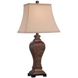 Edgar Traditional Table Lamp Bronze Square Urn Geneva Taupe Rectangular Shade for Living Room Family Bedroom Bedside - Regency Hill