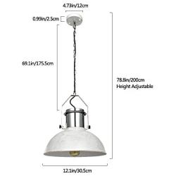 Industrial Nautical Pendant Light, 15.3'' White Metal Vintage Barn Hanging Ceiling Light Fixture, Adjustable Farmhouse Hanging Pendant Lighting for Kitchen Island Dining Room Restaurant Coffee Bar