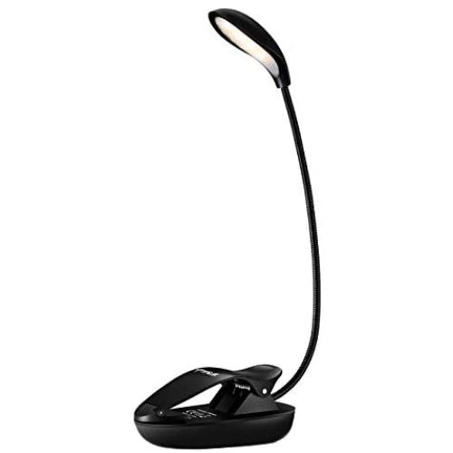 TOPELEK Reading Light, Upgraded 8 LED Rechargeable Book Light with 12 Brightness, Clip On Lamp with Flexible Goose Neck, Dual Hinge for Night Reading in Bed