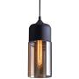 NAANN Black Pendant Lamp, Modern Mini Pendant Light, Smoked Glass Cylinder Shade Retro Industrial Hanging Lighting Fixture for Kitchen Island Dining Room Shop E26 Base