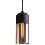 NAANN Black Pendant Lamp, Modern Mini Pendant Light, Smoked Glass Cylinder Shade Retro Industrial Hanging Lighting Fixture for Kitchen Island Dining Room Shop E26 Base