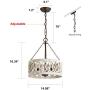 3-Light Distressed Wood Chandelier, Wooden Barrel Drum Design, Shabby Chic Hanging Pendant Ceiling Lighting