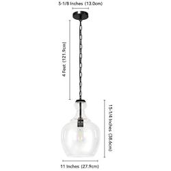 Henn&Hart PD0273 Industrial 1 Contemporary Blackened Bronze with Glass Shade for, Kitchen, Dining, Living Room, Foyer Pendant Light, Black