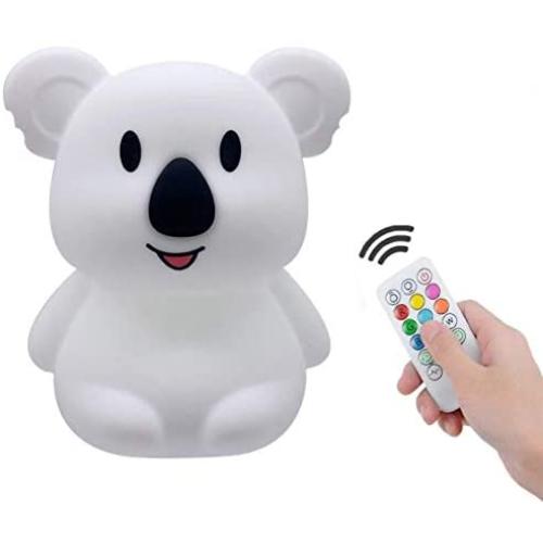 Big Size Night Lights Kid, Bedside lamp, Bedroom Light, LED Lights, Baby Nursery lamp, Break Resistant, Eye Caring, Adjustable Brightness & Color and Time setting, Touch + Remote Control - Large Koala