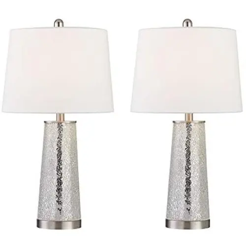 Maxax Table Lamps Set of 2 with White Fabric Shade, Bedside Nightstand Desk Lamps 3-Way Dimmable Decorative for Living Room Bedroom Dining Room Kitchen, Nickel Finish Maxax Table Lamps Set of 2 with White Fabric Shade, Bedside Nightstand Desk Lamps 3-Way Dimmable Decorative for Living Room Bedroom Dining Room Kitchen, Nickel Finish