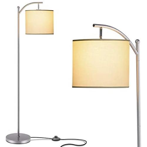 Addlon Floor Lamp for Living Room with Lamp Shade and 9W LED Bulb Modern Standing Lamp Floor Lamps for Bedrooms Silver