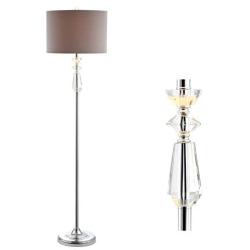 JONATHAN Y JYL2027A Layla 59.5'' Crystal/Metal LED Floor Lamp Contemporary,Transitional,Traditional,Classic for Bedrooms, Living Room, Office, Reading, Clear/ChromeWithGrayShade