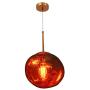 RUNNUP Modern Pendant Light Creative Single Light 12'' Hanging Lamp with Melt Glass Shade in Red for Dining Rooms,Living Room