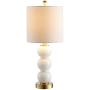 JONATHAN Y JYL1021A February 21'' Glass/Metal LED Lamp Contemporary for Bedroom,Living Room,Office,College Dorm,Coffee Table,Bookcase, White/Brass Gold